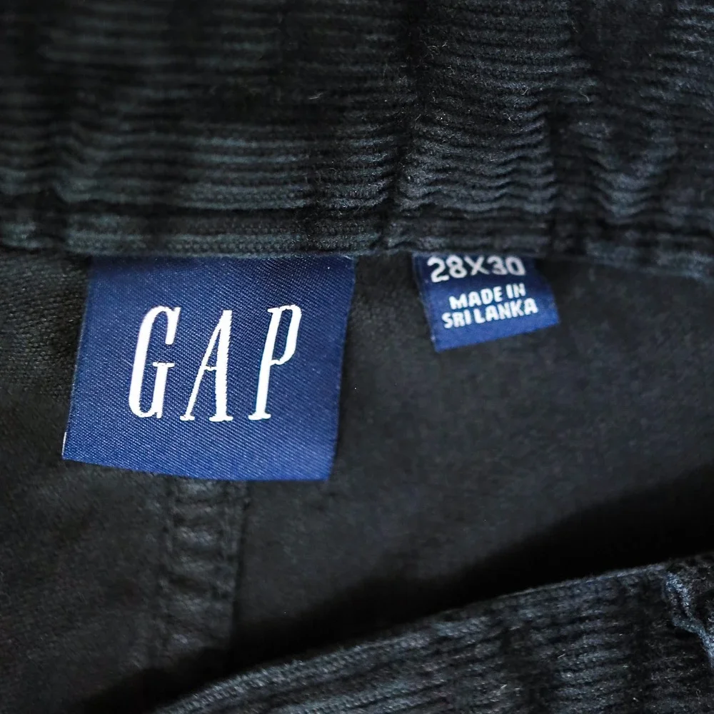 Gap Carpenter Pant Men 28x30 Black Corduroy Double Knee Utility Workwear Pants